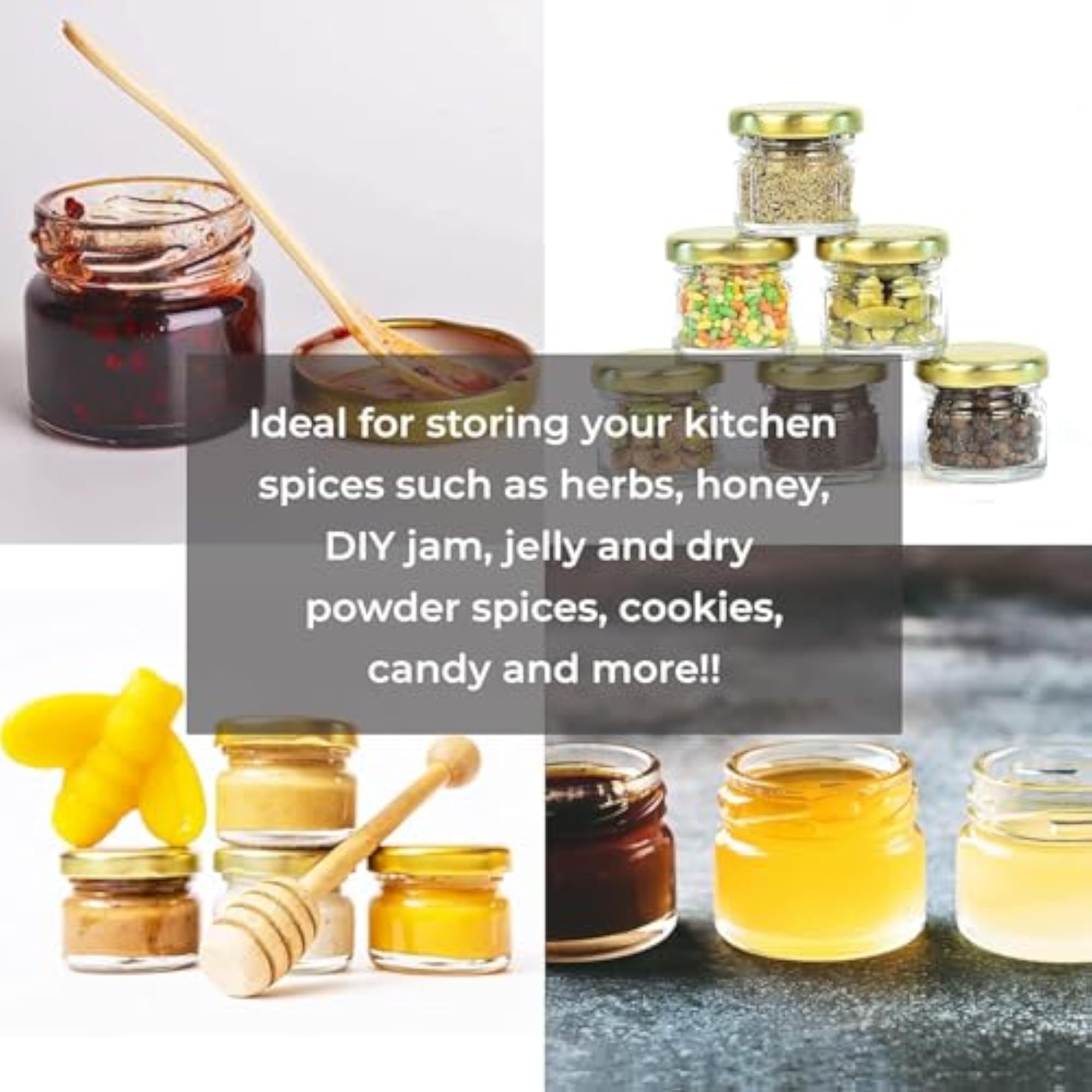URBAN MOON Glass Mini Jar Container for DIYs & Spices